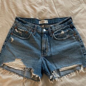 Abercrombie & Fitch Blue Distressed Jean Shorts